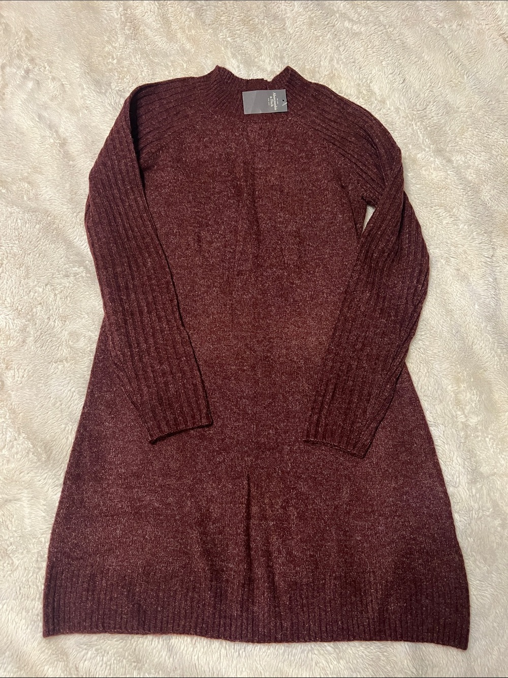 Abercrombie & Fitch Maroon Ribbed Turtleneck Sweater Dress